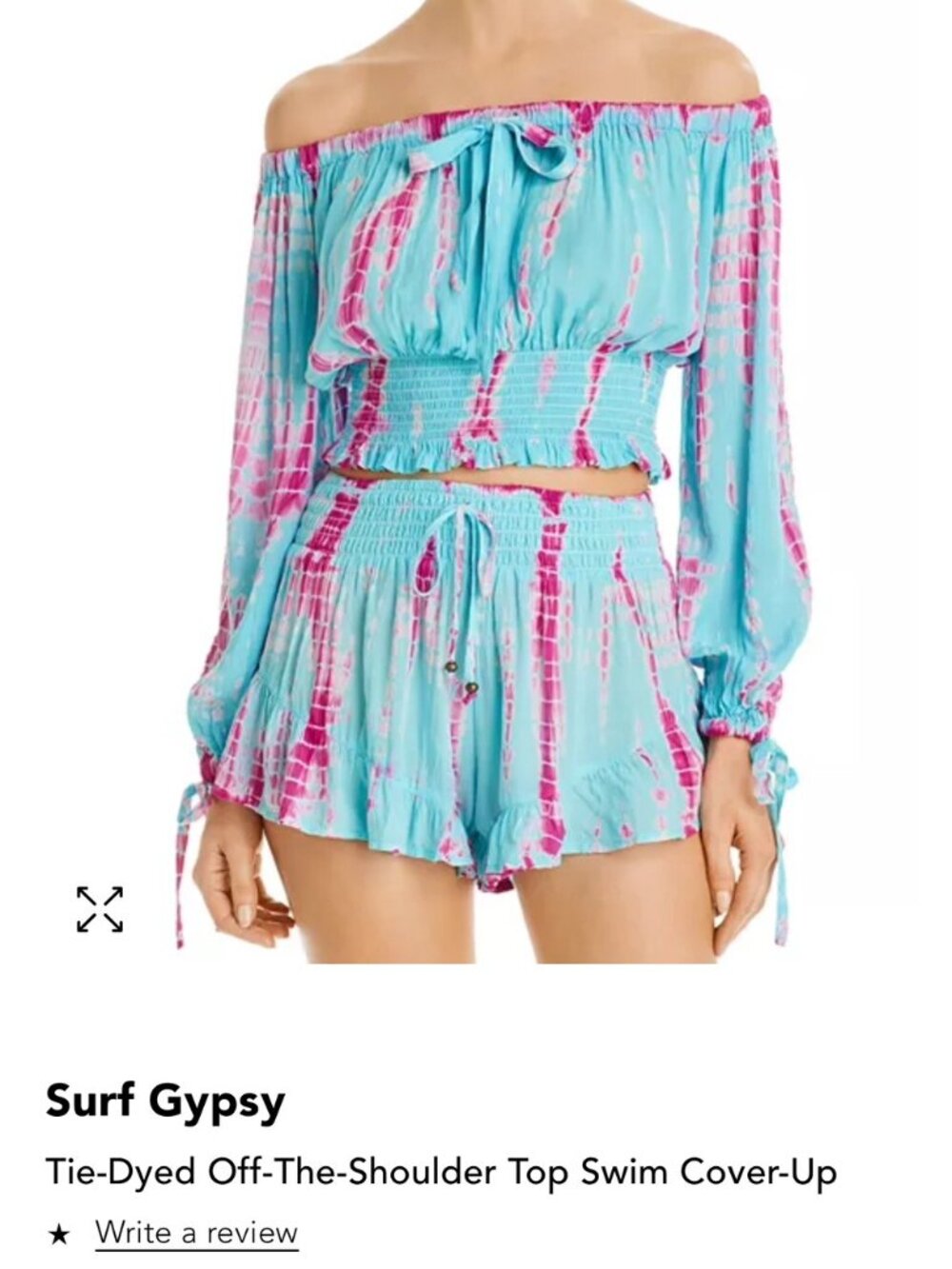 Adorable! Surf Gypsy Beach Cover Up Top Womens M Tie-dyed Off Shoulder